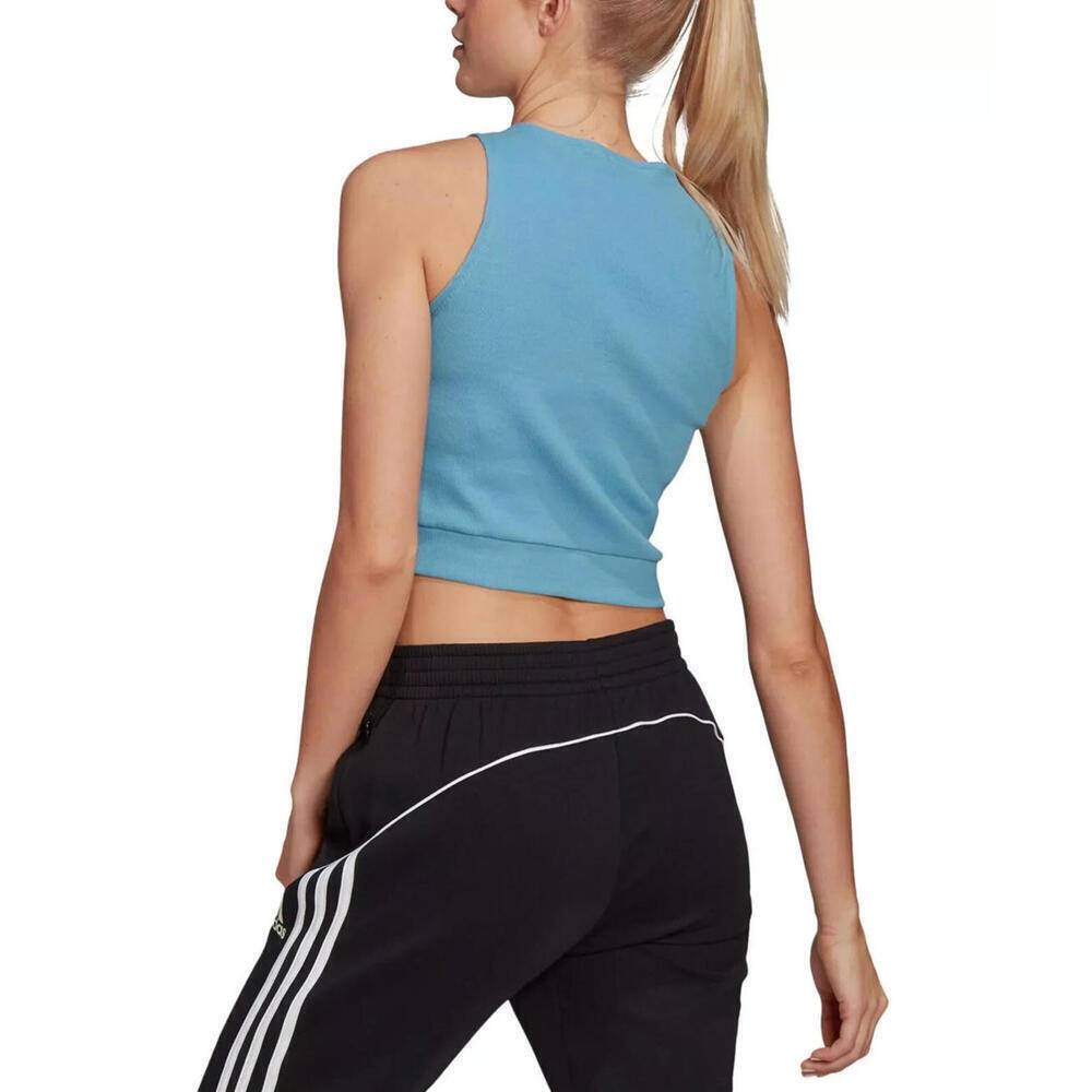 Adidas Women’s Sportswear Fitted Ribbed Tank Top, Blue XL - Picture 2 of 4
